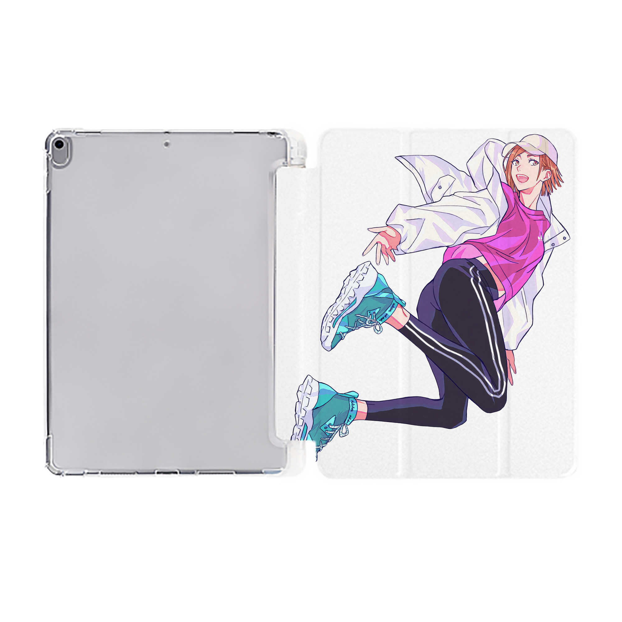 （画像用） 呪術廻戦 Jujutsu Kaisen IPad ケース ペン収納付き 三つ折りスタンド PUレザー×シリコン 対応機種9.5/10.5/10.9インチ